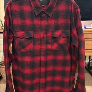 Men's Red and Black Plaid Shirt